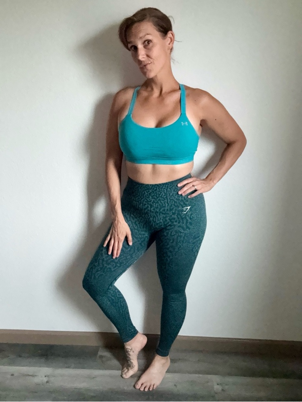 DAMAGED GymShark Leggings Worn Teal Green High Rise Adapt Small Used